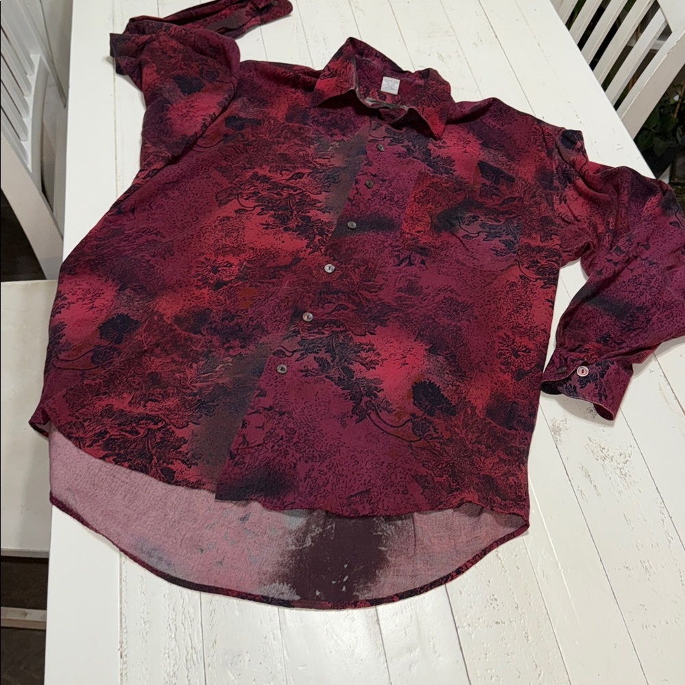 Vintage Haupt the shirt Germany  1970s Red and Black Button-Up Shirt 100% rayon